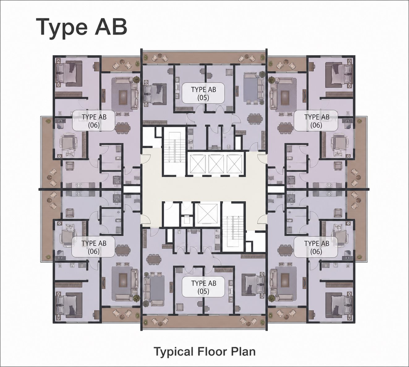 مخطط الطابق النموذجي Type AB