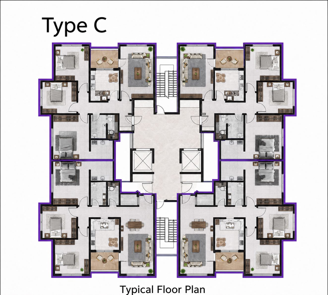 مخطط الطابق النموذجي Type C